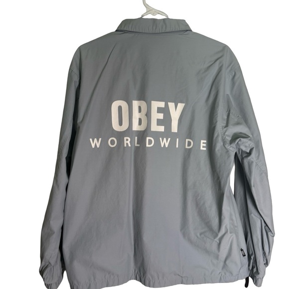 Obey Worldwide Coach Jacket | Light Blue Gray | Size M - Picture 1 of 3